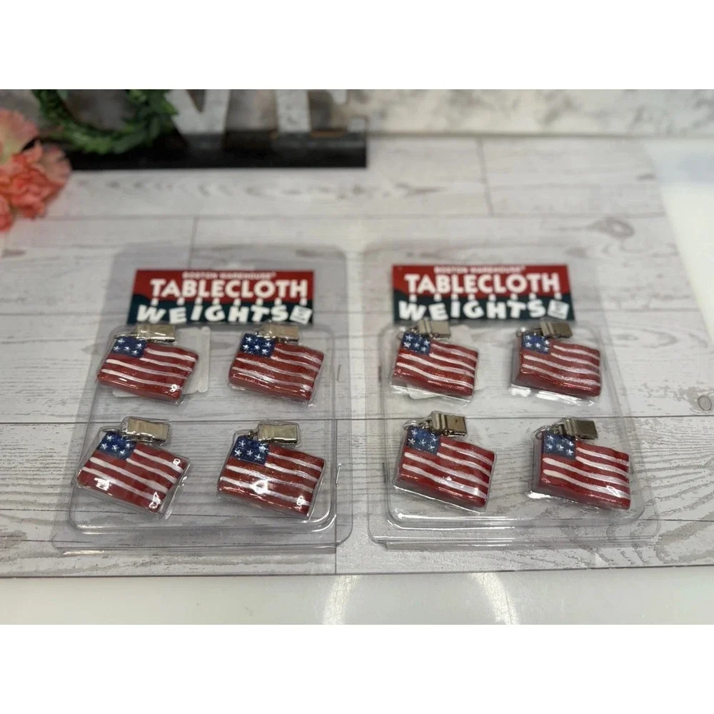 2001‎ Lot 2 Boston Warehouse Tablecloth Weights American Flag Patriotic July 4TH